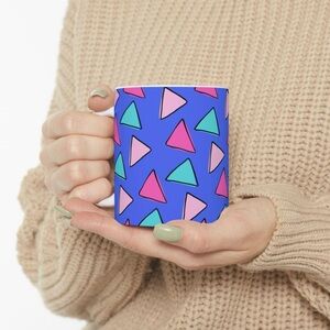 Colorful Memphis Confetti Ceramic Mug in Blue